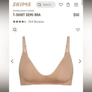 Skims Wireless Form T-Shirt Demi Bra in Clay 34D